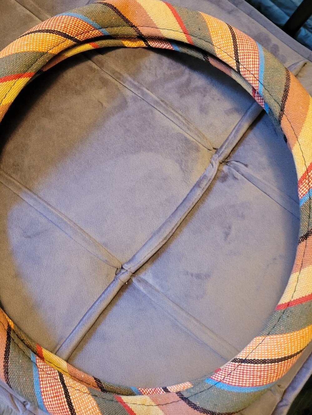 Plaid Multicolor Fabric Steering Wheel Cover - Unbranded